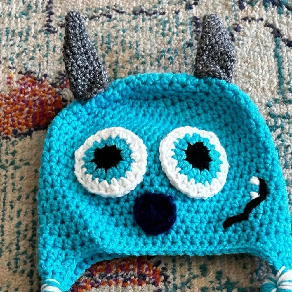 Handmade knit hat Rosie for child cute monster